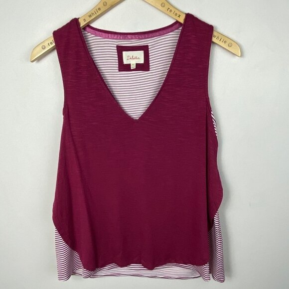 Anthropologie Deletta Weekdays Layered Tank Pink Bohemian Size XS Top Red Boho - Picture 2 of 8